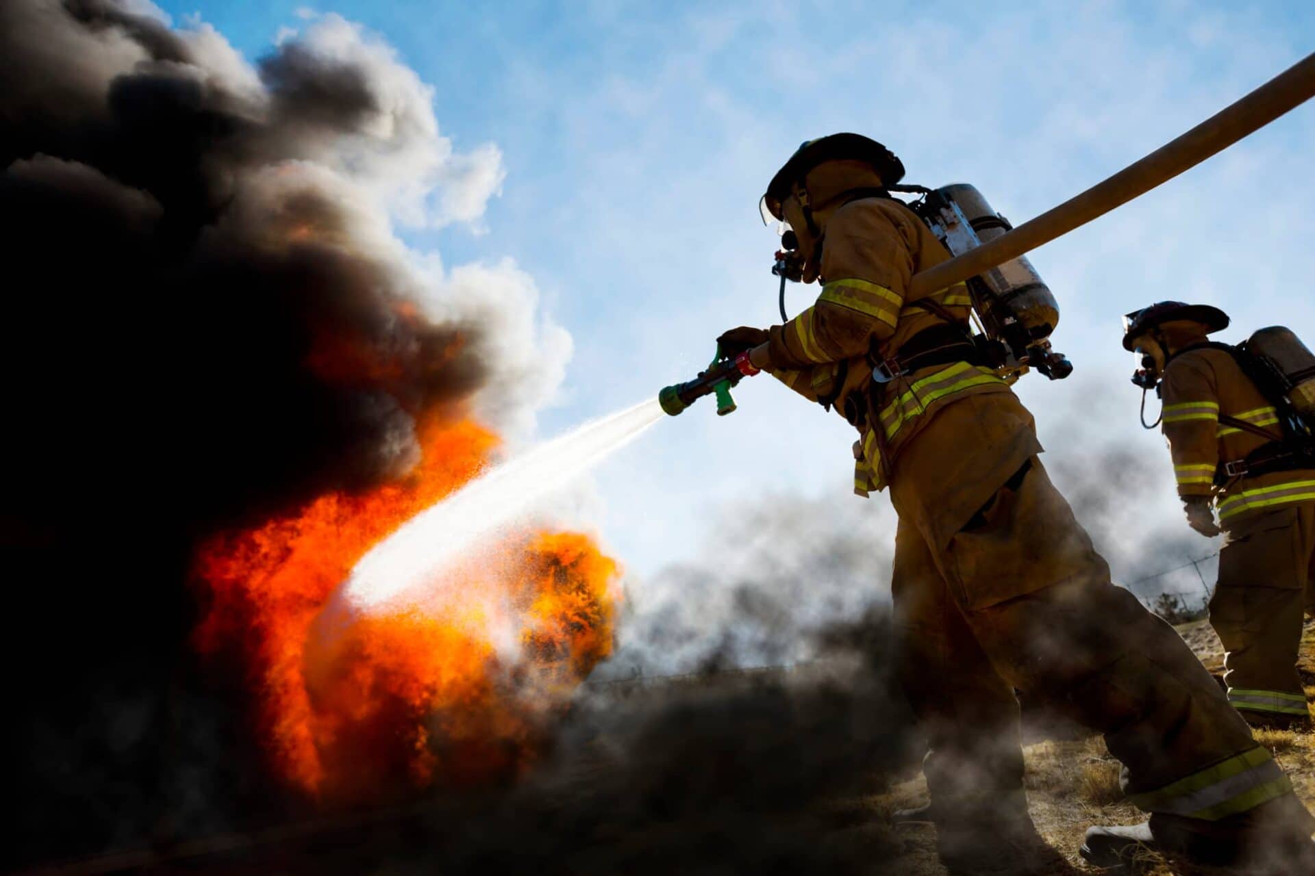 fireman putting out a fire