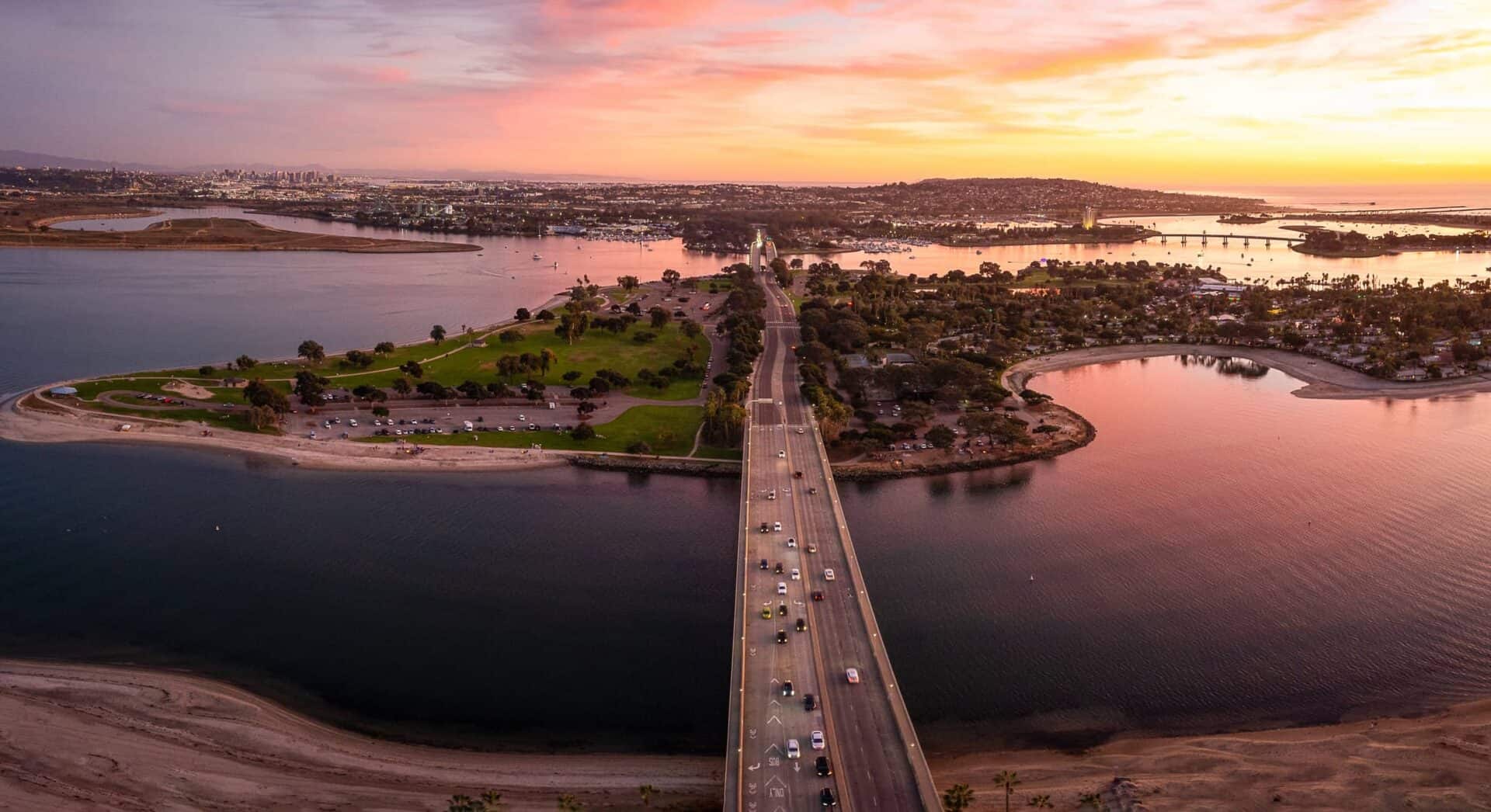 City of san diego aerial view of the bridge